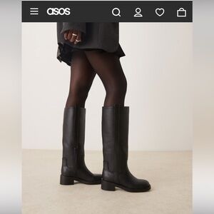ASOS Black wide fit chunky pull on Boots